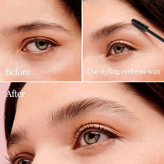 Before and after brow styling wax, wenkbrauw wax